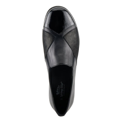 Spring Step Shoes Evzen Women's Modern Black Leather Wedge Slip On Shoes