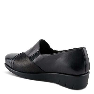Spring Step Shoes Evzen Women's Modern Black Leather Wedge Slip On Shoes