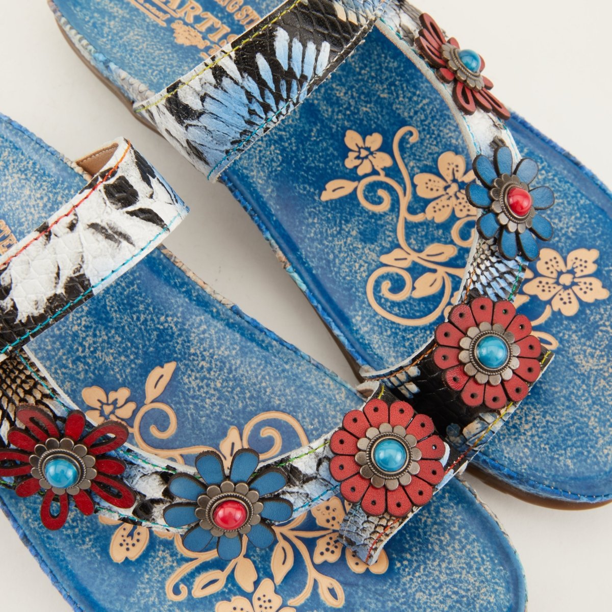 Spring Step Shoes L'Artiste Kindness Slide Sandals Women's Leather Snake Skin