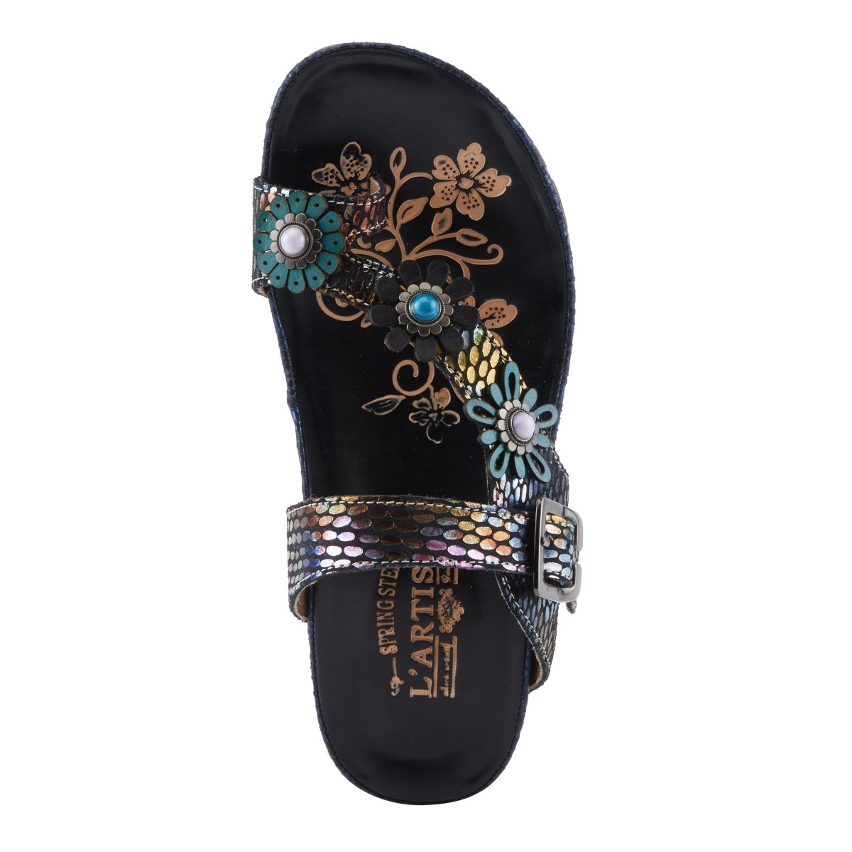 Spring Step Shoes L'Artiste Kindness Slide Sandals Women's Leather Snake Skin