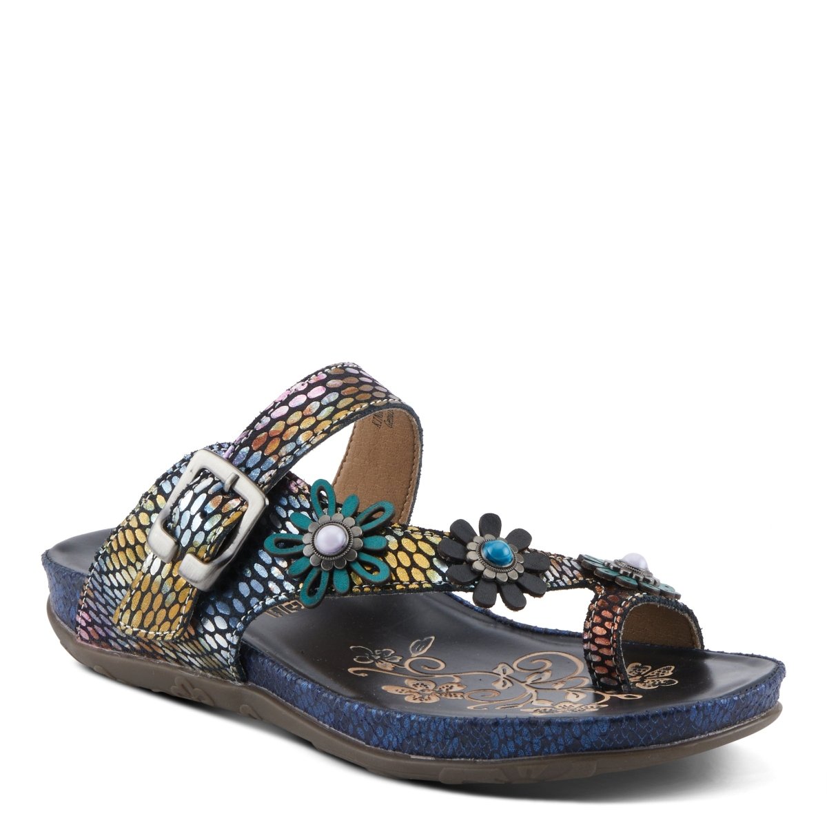 Spring Step Shoes L'Artiste Kindness Slide Sandals Women's Leather Snake Skin