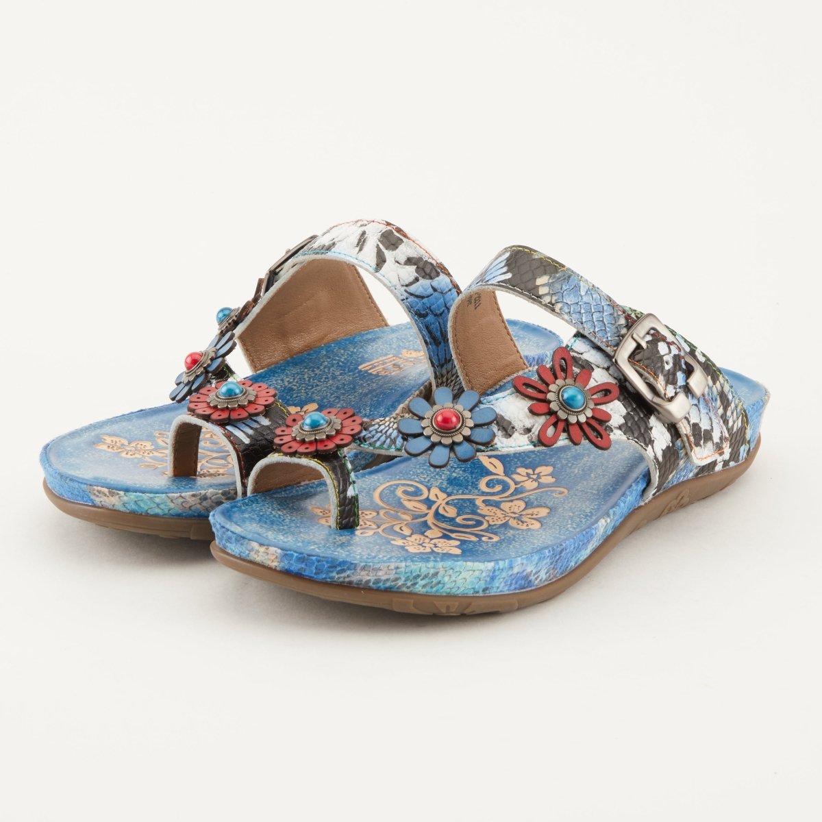 Spring Step Shoes L'Artiste Kindness Slide Sandals Women's Leather Snake Skin