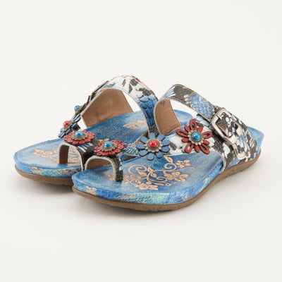 Spring Step Shoes L'Artiste Kindness Slide Sandals Women's Leather Snake Skin