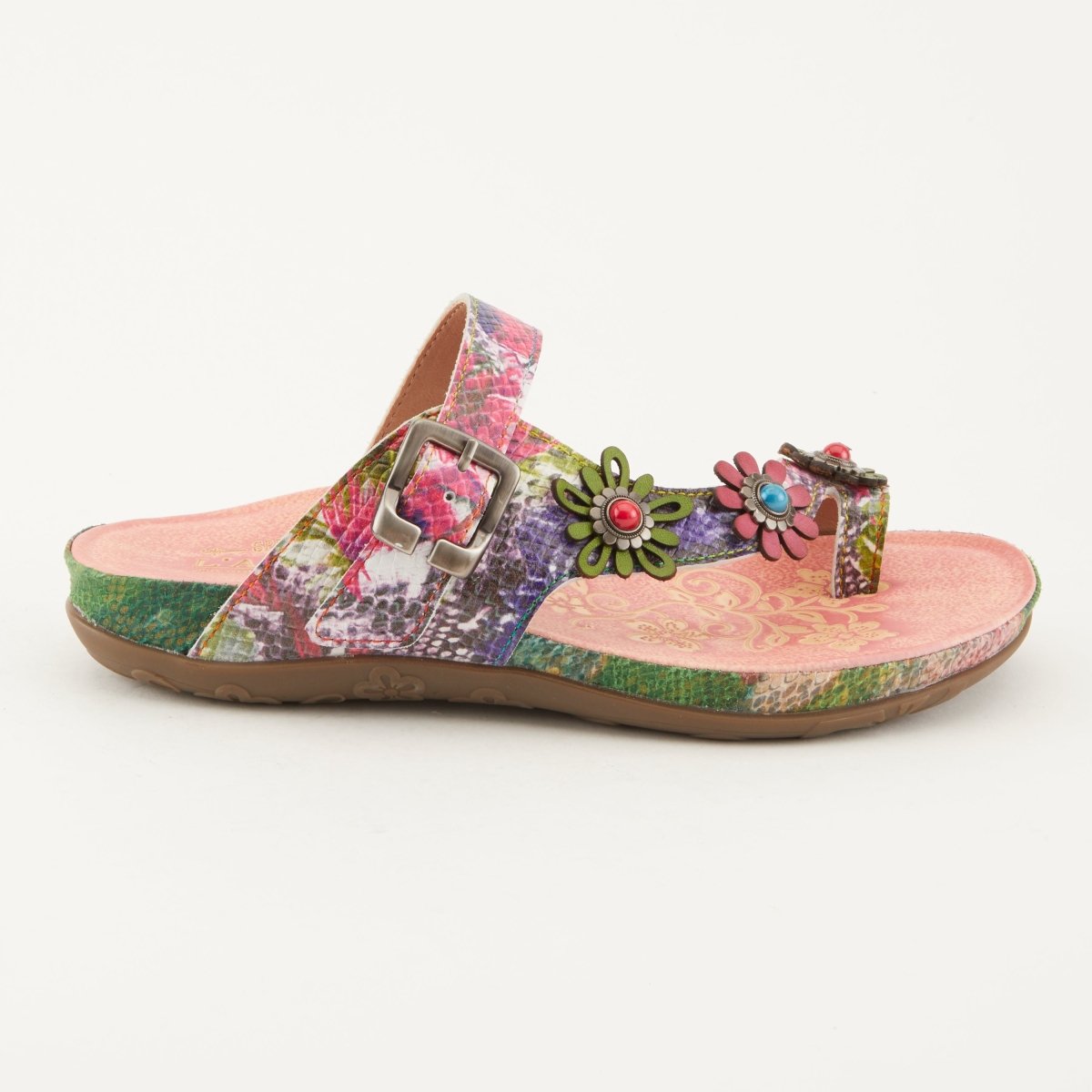Spring Step Shoes L'Artiste Kindness Slide Sandals Women's Leather Snake Skin