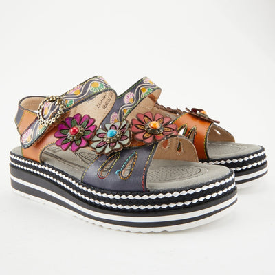 Spring Step Shoes L'Artiste Laga Women’s Multicolor Leather Slingback Sandals