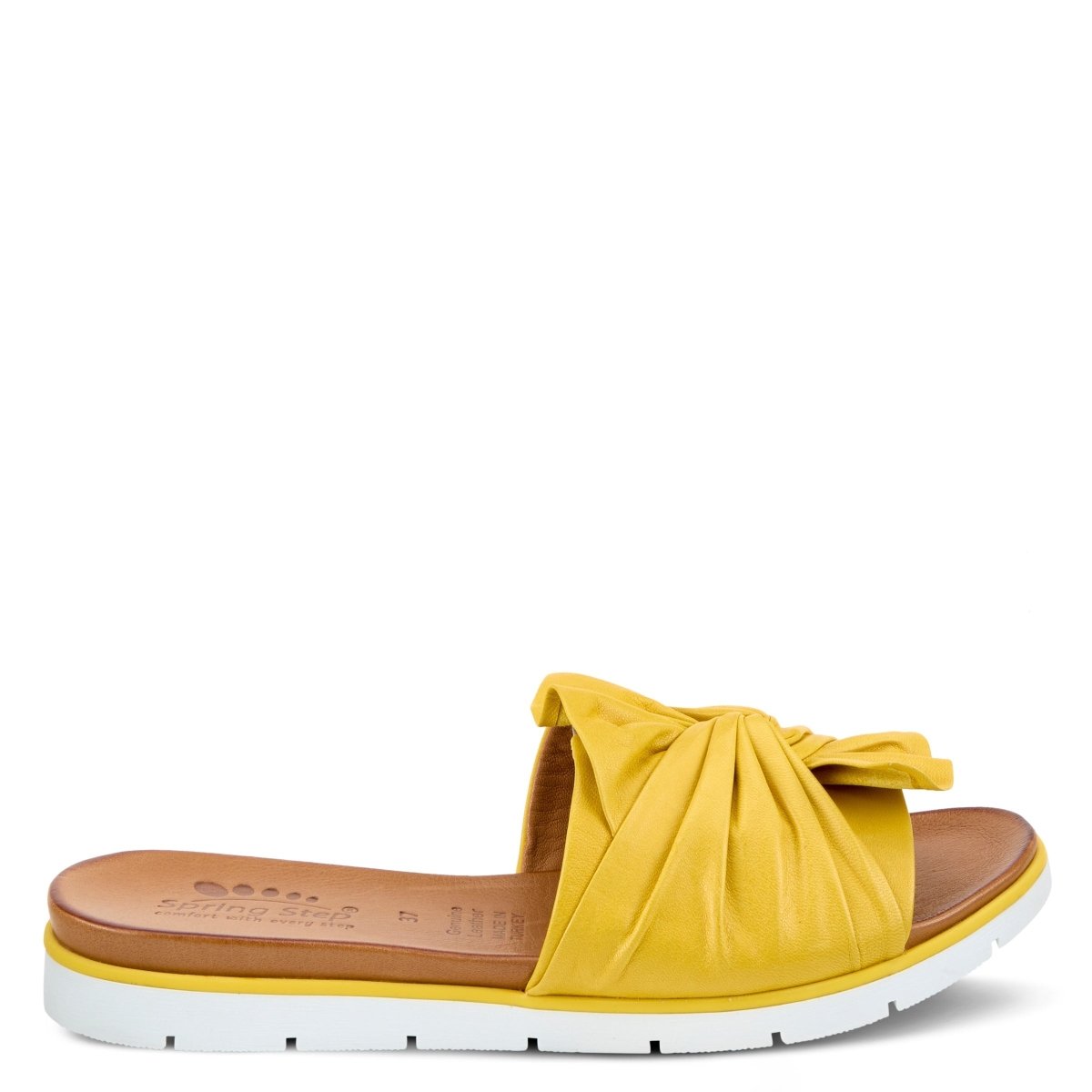 Spring Step Lavona Yellow slide sandal, outer side profile