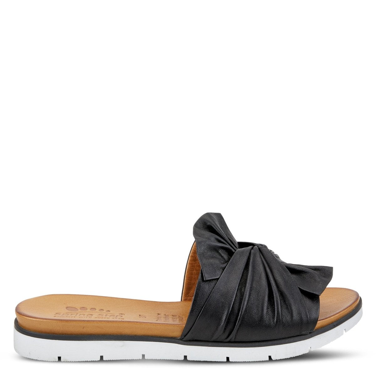 Spring Step Lavona Black slide sandal, outer side profile