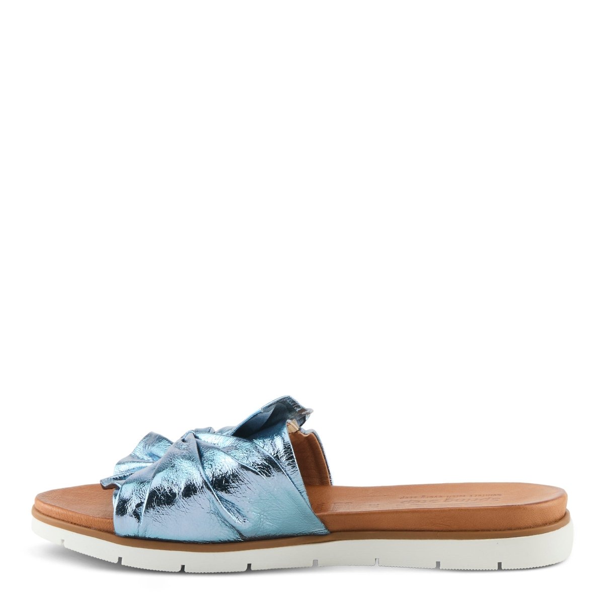 Spring Step Lavona Blue Metallic slide sandal, inner side profile