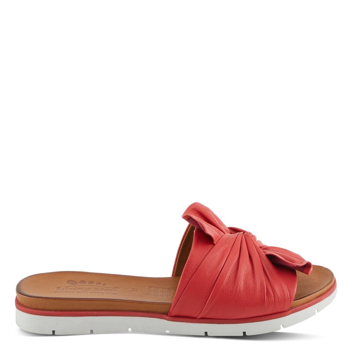 Spring Step Lavona Light Red slide sandal, outer side profile