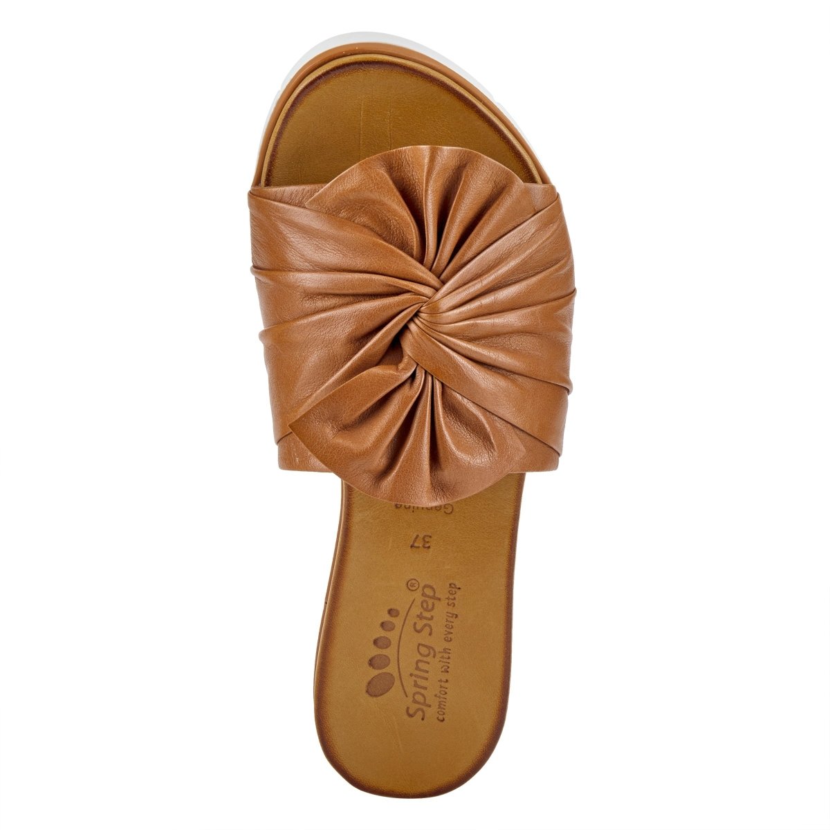 Spring Step Lavona Camel slide sandal, top view