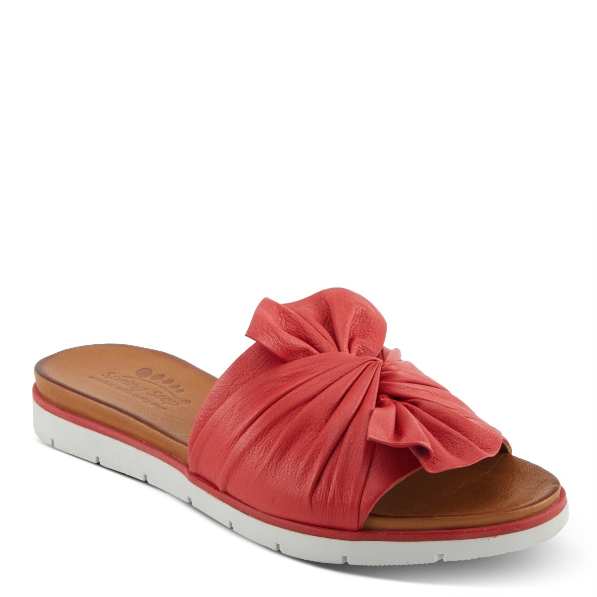 Spring Step Lavona Light Red slide sandal, front three-quarter view