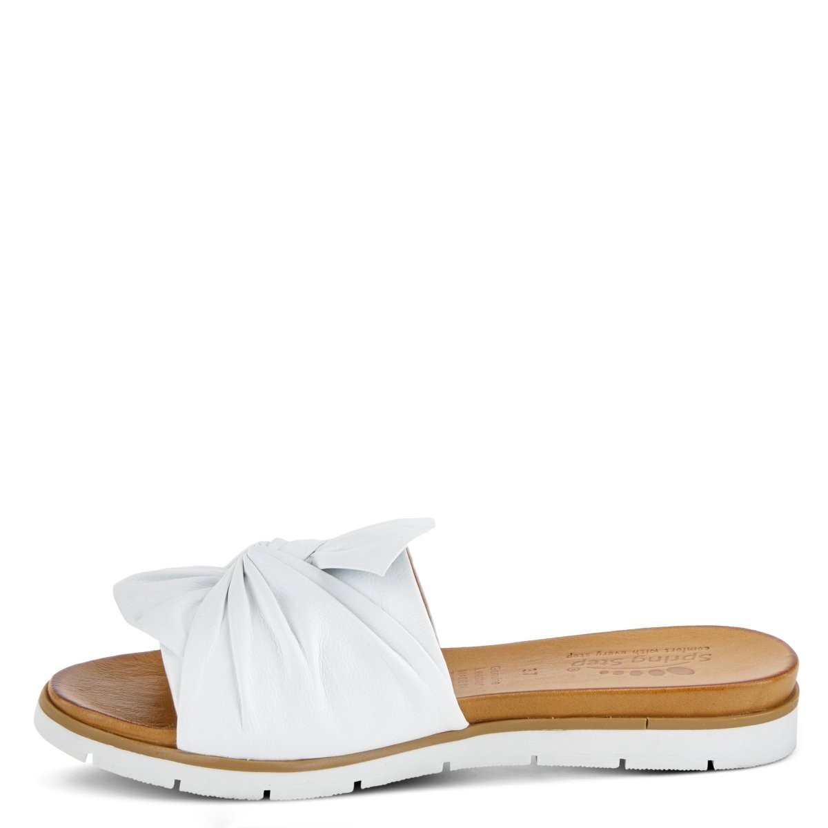 Spring Step Lavona White slide sandal, inner side profile