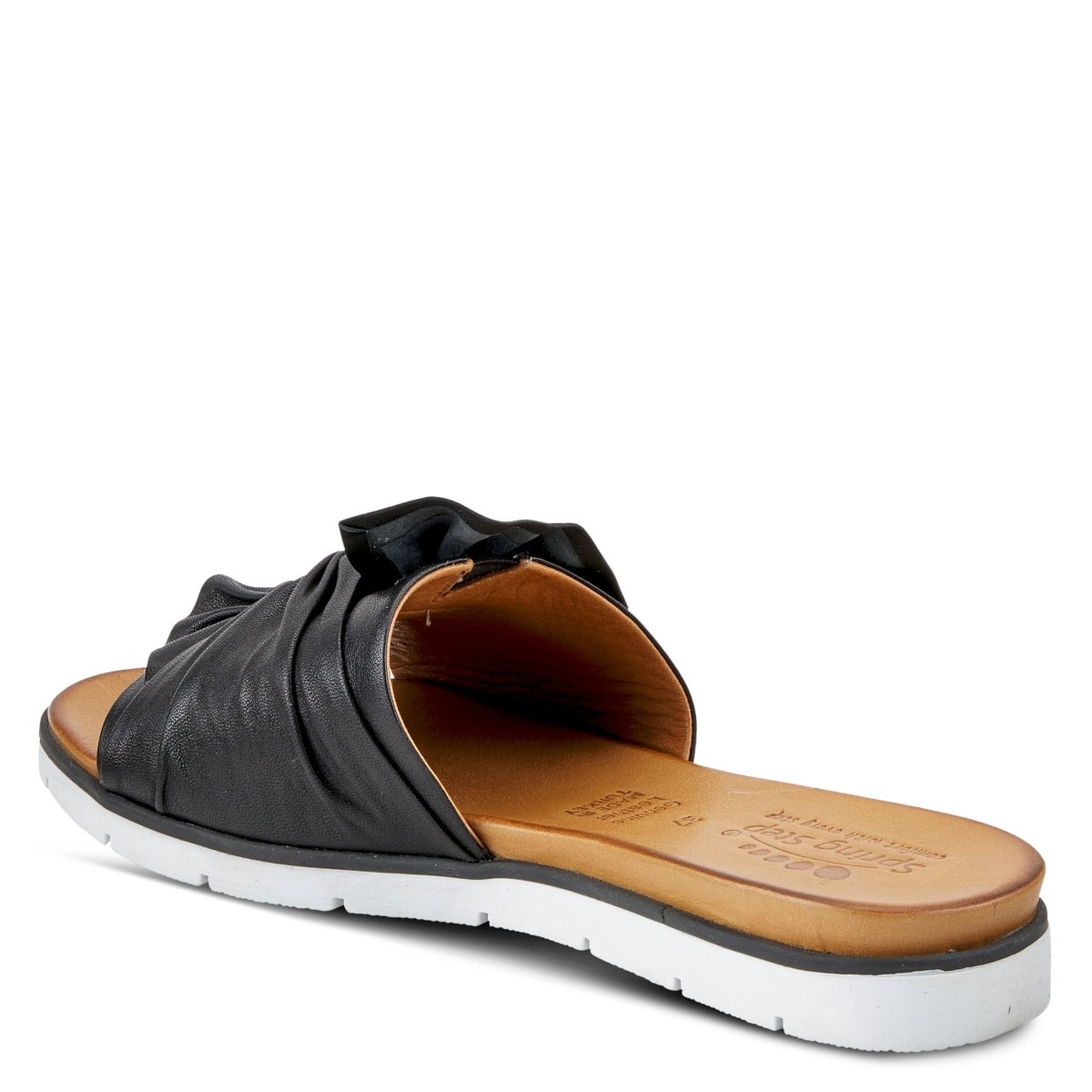 Spring Step Lavona Black slide sandal, rear three-quarter view