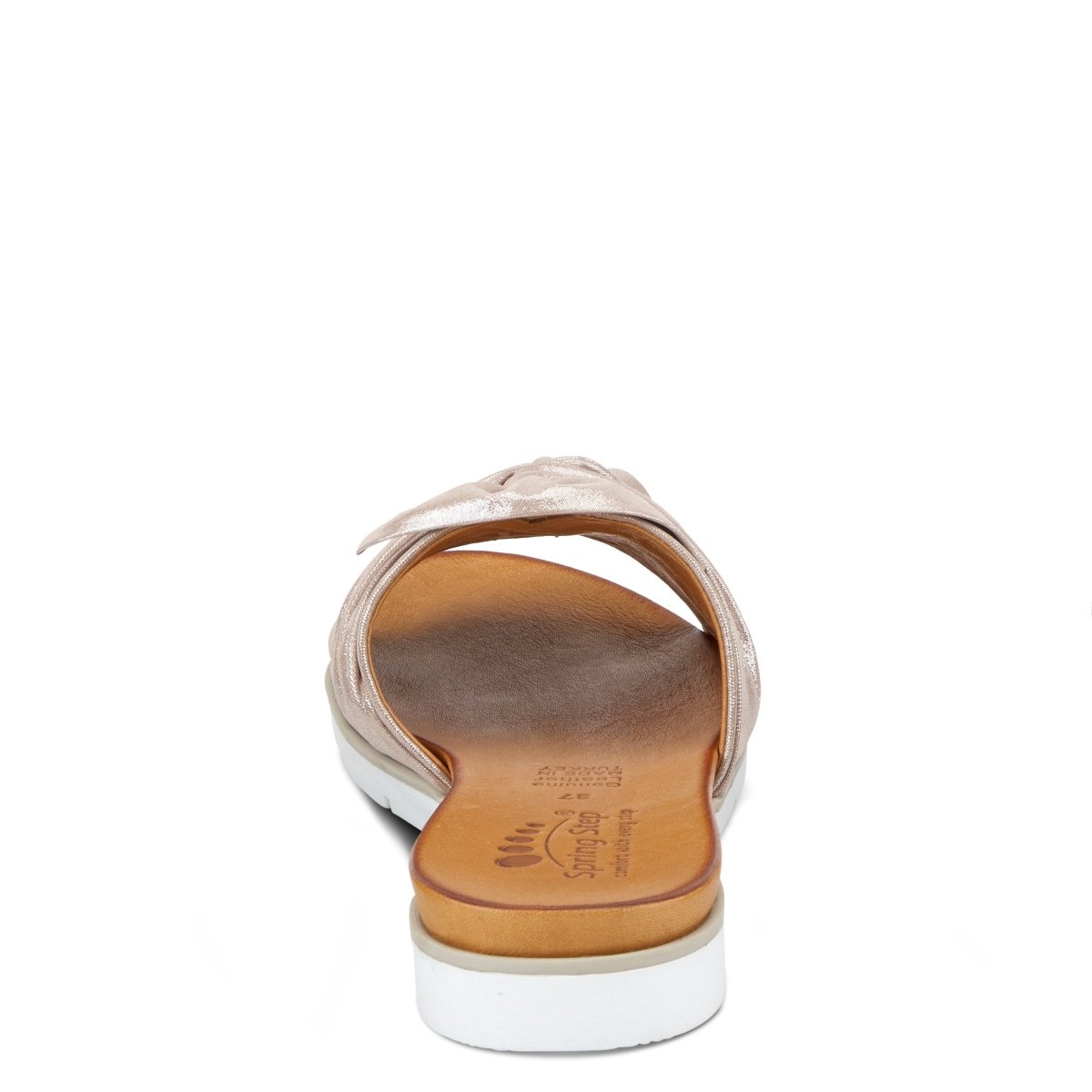 Spring Step Lavona Silver slide sandal, rear view
