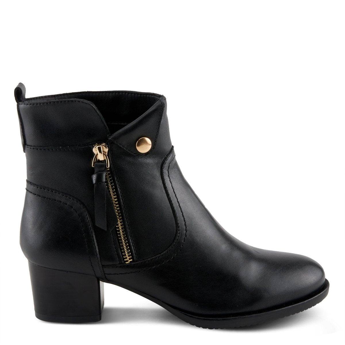Spring Step Leather Snap Detail Boots - Nazca, Size EU 41, Black