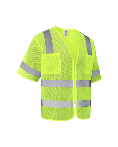 Kiwi High Visibility ANSI/ISEA 107-2020, Type R, Class 3 Dual Band Neon Short Sleeve Safety Vest [72200]