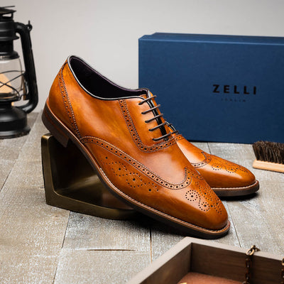Zelli Italia Men's 25-562-CML STEPHANO Wingtip Oxford Camel