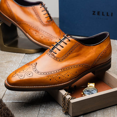 Zelli Italia Men's 25-562-CML STEPHANO Wingtip Oxford Camel