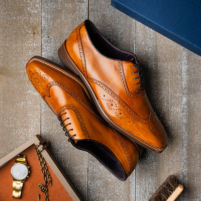 Zelli Italia Men's 25-562-CML STEPHANO Wingtip Oxford Camel