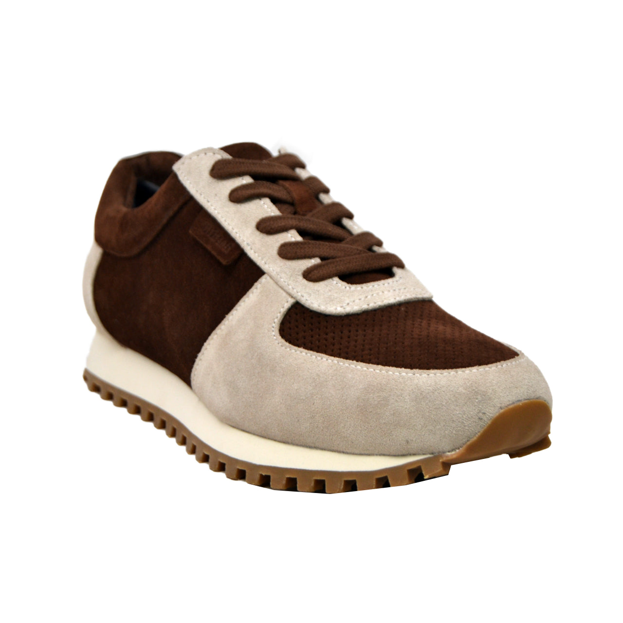 British Walkers Surrey Men's Brown and Bone Suede Low Top Sneakers view 2