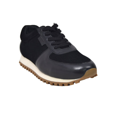 British Walkers Surrey Men's Black Leather and Suede Low Top Sneakers view 2