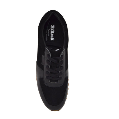 British Walkers Surrey Men's Black Leather and Suede Low Top Sneakers view 6