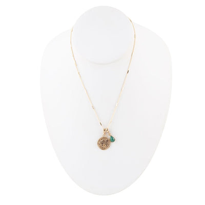 Taurus - Zodiac Green Malachite Golden Charm Necklace