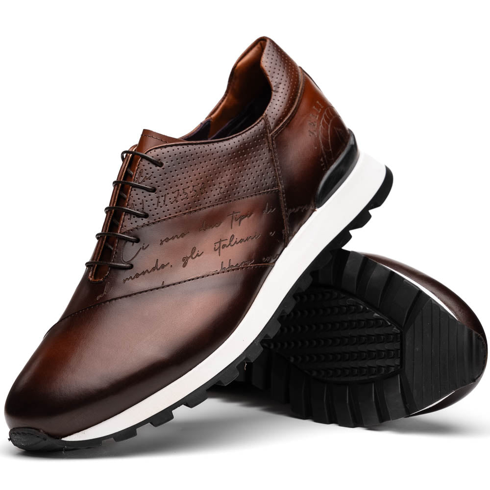 Zelli Italia Men's 65-395-BRN TESTO Italian Calfskin Sneaker Brown