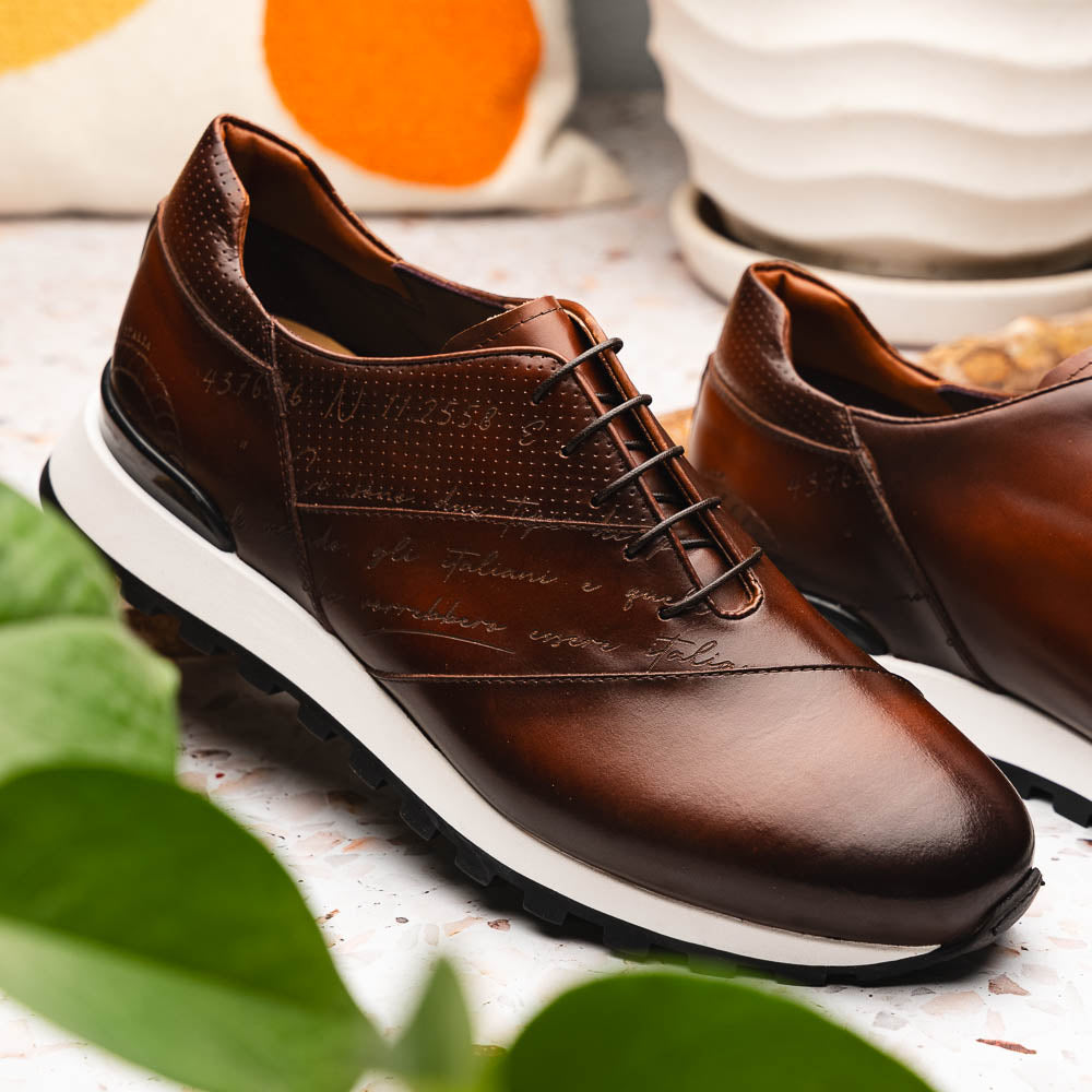 Zelli Italia Men's 65-395-BRN TESTO Italian Calfskin Sneaker Brown