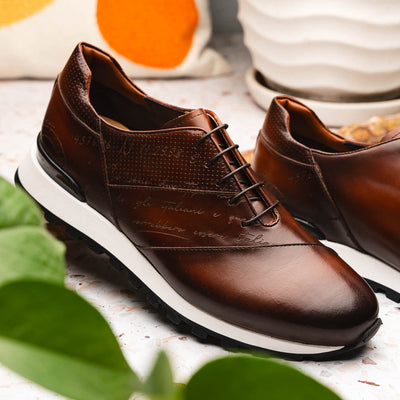 Zelli Italia Men's 65-395-BRN TESTO Italian Calfskin Sneaker Brown
