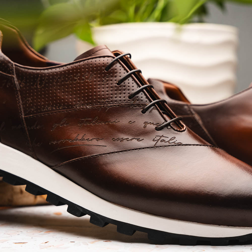 Zelli Italia Men's 65-395-BRN TESTO Italian Calfskin Sneaker Brown