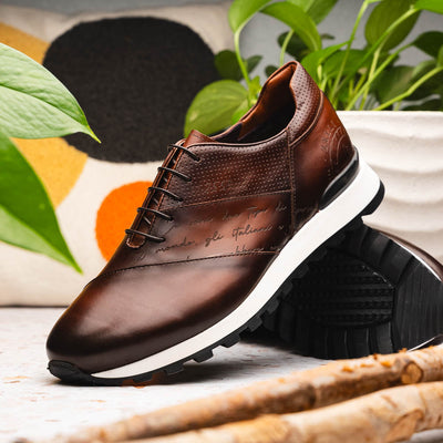 Zelli Italia Men's 65-395-BRN TESTO Italian Calfskin Sneaker Brown