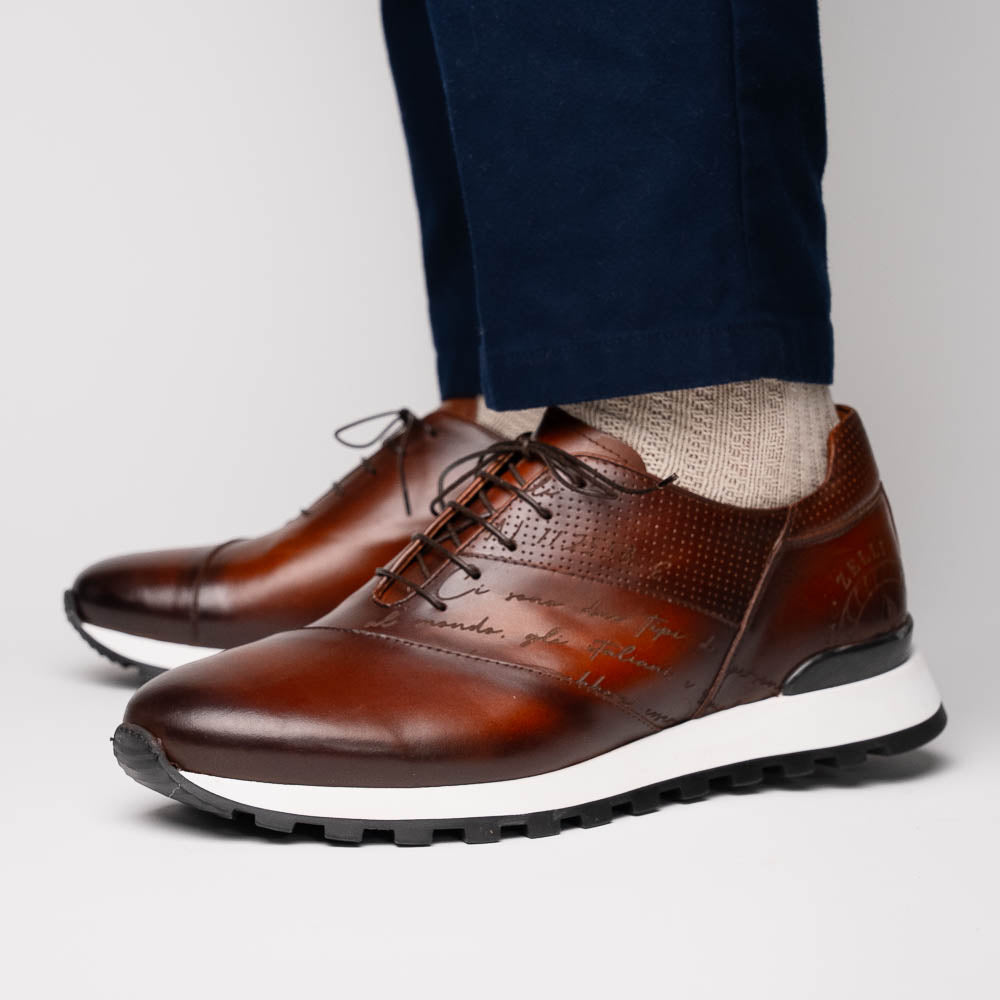 Zelli Italia Men's 65-395-BRN TESTO Italian Calfskin Sneaker Brown