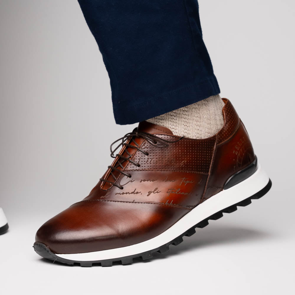 Zelli Italia Men's 65-395-BRN TESTO Italian Calfskin Sneaker Brown