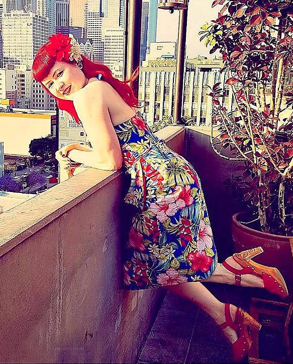 the Rockin' Tiki/with Ankle Strap- in Scarlette Leather