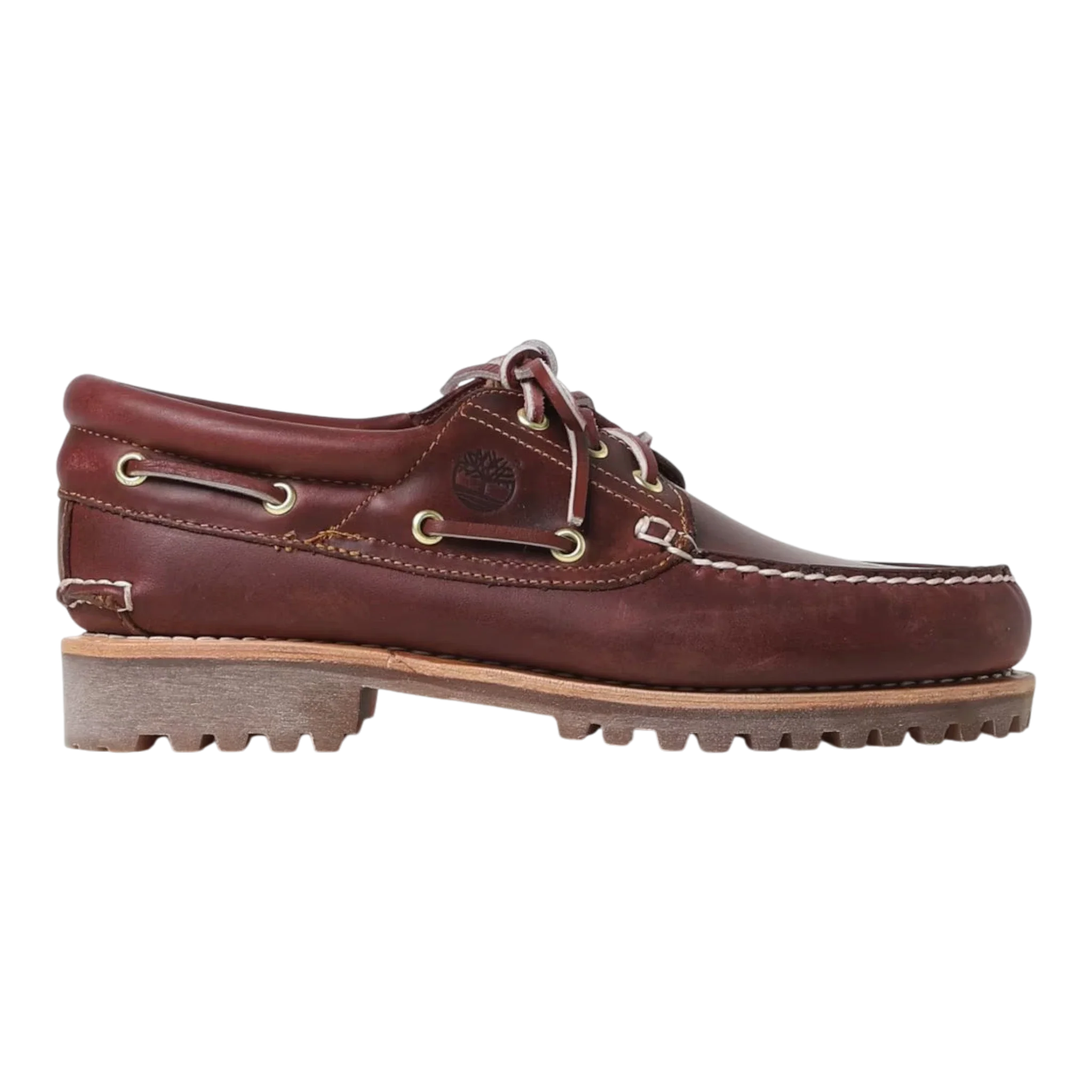 TIMBERLAND AUTHENTIC 3-EYE LUG HANDSEWN BOAT SHOE MENS BURGUNDY