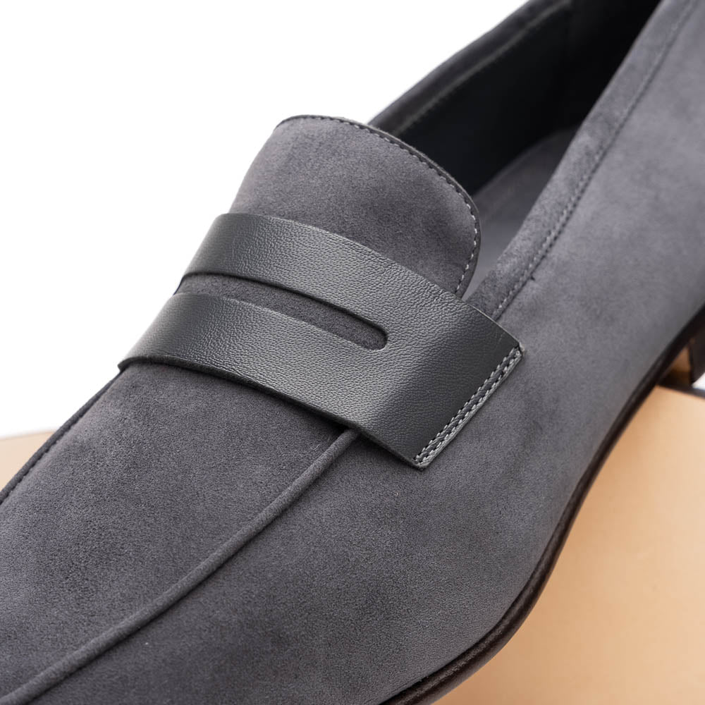 Zelli Italia Men's 16-672-GRY Tippa Suede & Calfskin Penny Loafers Grey