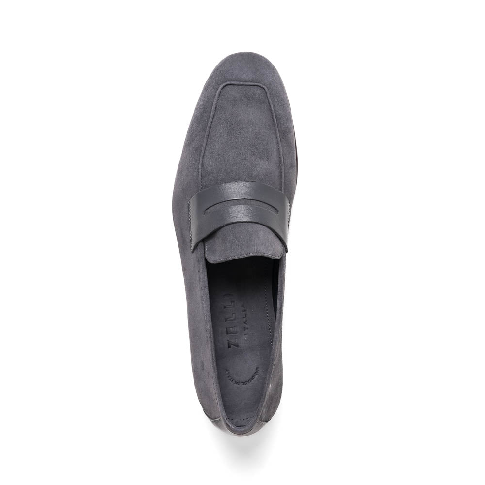 Zelli Italia Men's 16-672-GRY Tippa Suede & Calfskin Penny Loafers Grey