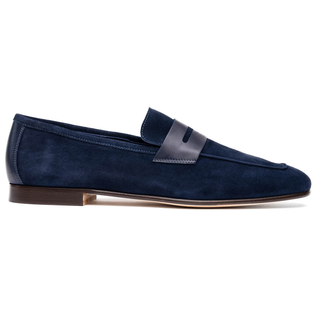 Zelli Italia Men's 16-672-NVY Tippa Suede & Calfskin Penny Loafers Navy