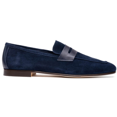 Zelli Italia Men's 16-672-NVY Tippa Suede & Calfskin Penny Loafers Navy