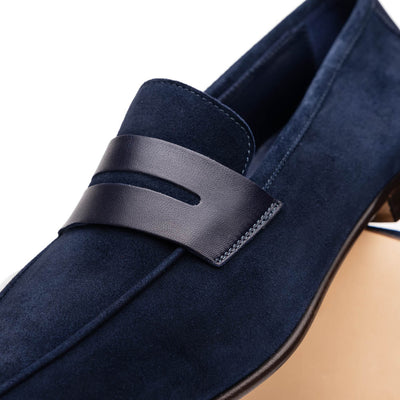Zelli Italia Men's 16-672-NVY Tippa Suede & Calfskin Penny Loafers Navy