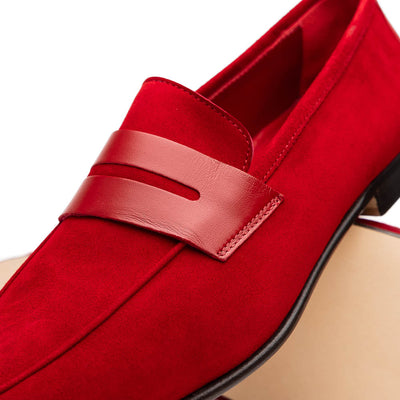 Zelli Italia Men's 16-672-RED Tippa Suede & Calfskin Penny Loafers Red