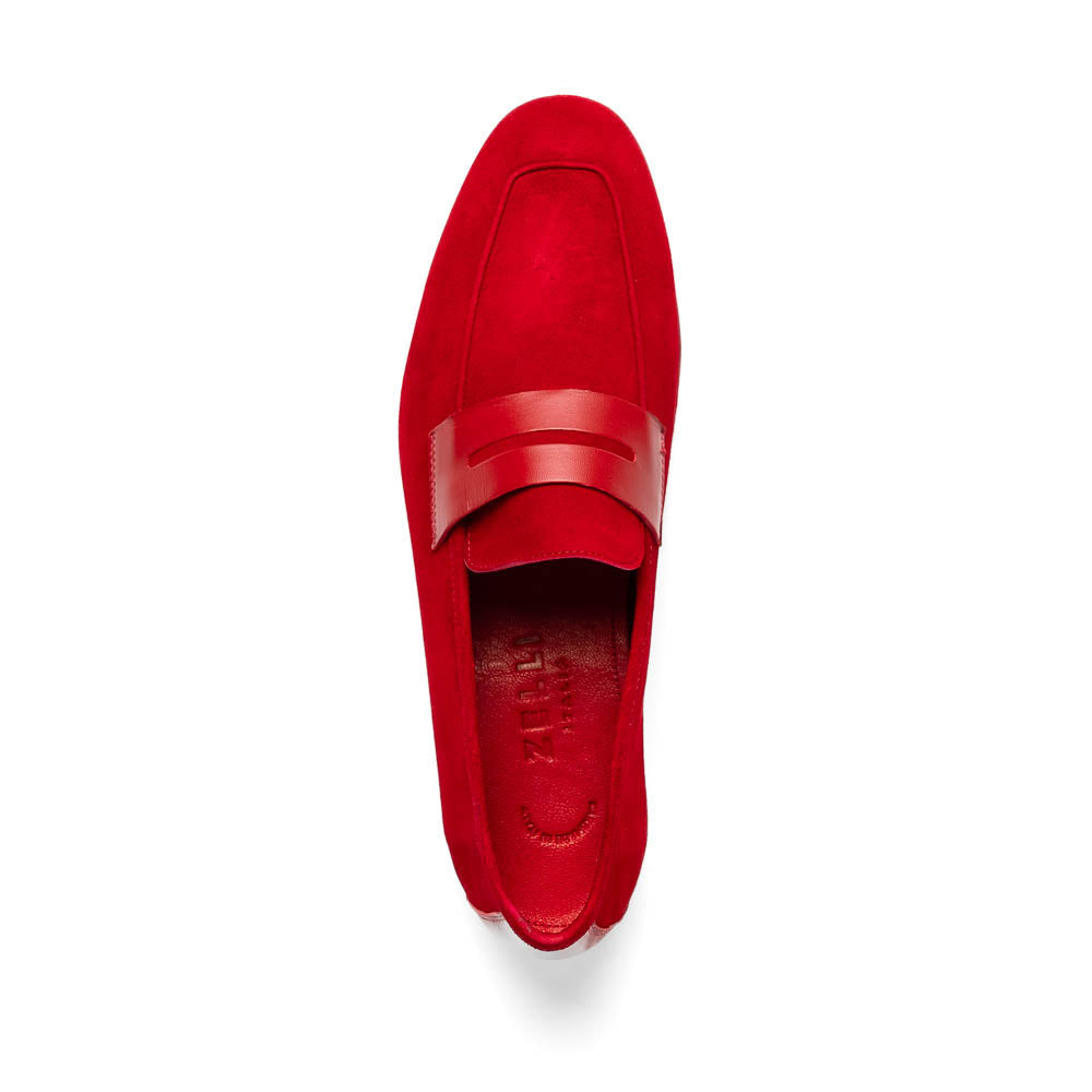 Zelli Italia Men's 16-672-RED Tippa Suede & Calfskin Penny Loafers Red