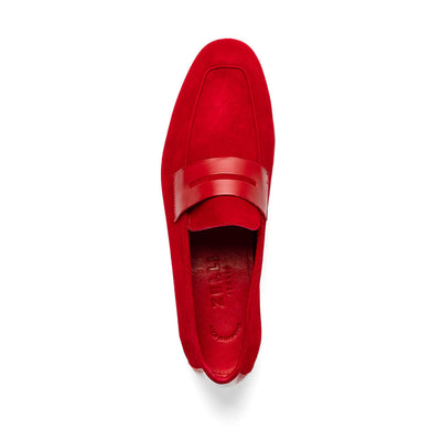 Zelli Italia Men's 16-672-RED Tippa Suede & Calfskin Penny Loafers Red