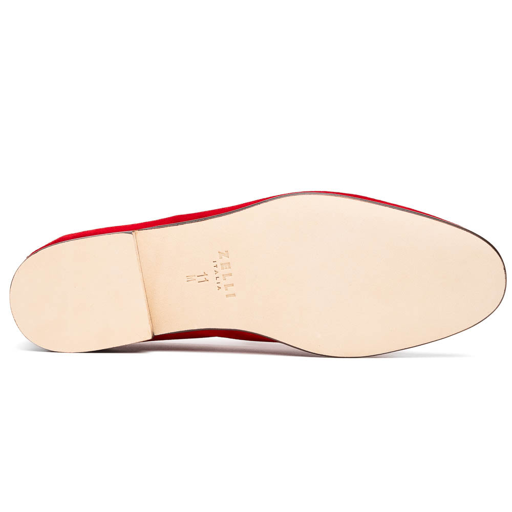 Zelli Italia Men's 16-672-RED Tippa Suede & Calfskin Penny Loafers Red