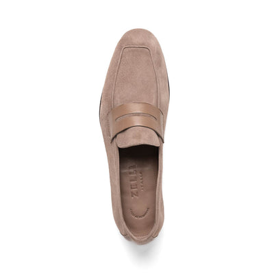 Zelli Italia Men's 16-672-TPE Tippa Suede & Calfskin Penny Loafers Taupe