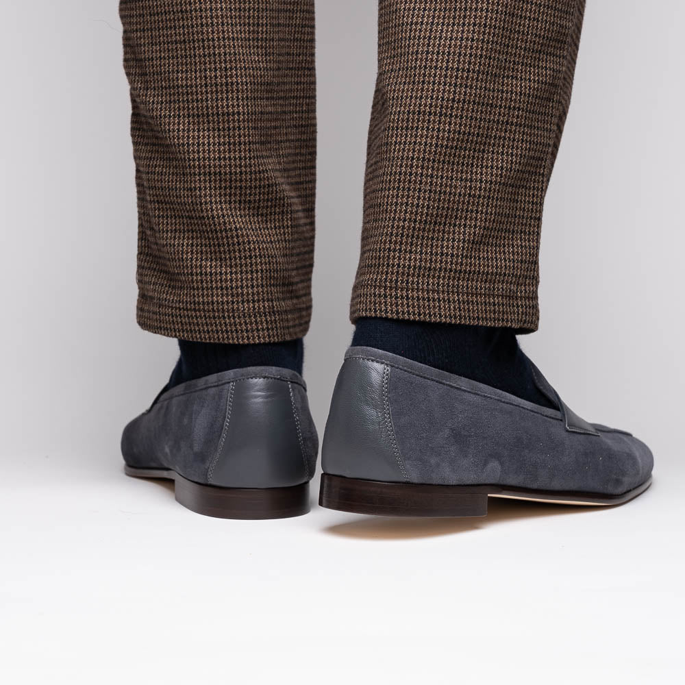 Zelli Italia Men's 16-672-GRY Tippa Suede & Calfskin Penny Loafers Grey