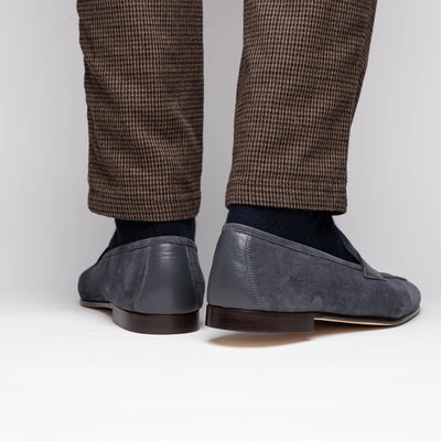 Zelli Italia Men's 16-672-GRY Tippa Suede & Calfskin Penny Loafers Grey