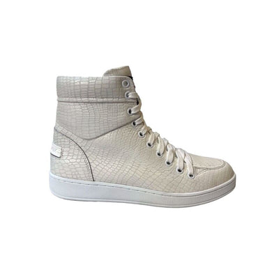 Travel Fox 900 Series Men's White Embossed Snake Leather High Top Sneakers 916101 007