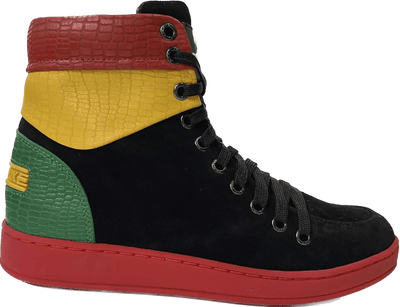 Travel Fox 900's High Top Sneakers Men’s Multicolor Black Red Green Yellow Leather and Suede 922721 233
